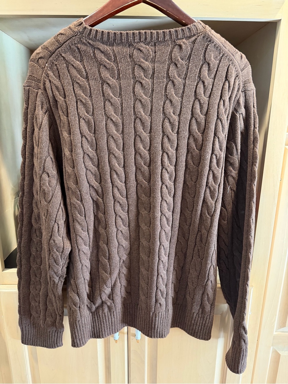 Polo by Ralph Lauren Dark Brown Cable-Knit Crewneck Sweater XXL - Picture 8 of 9